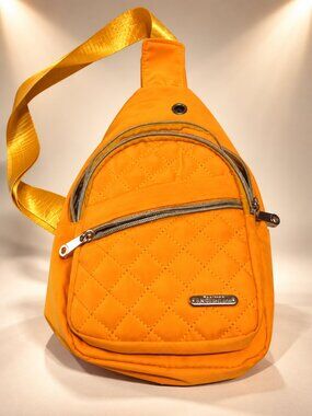 Yellow Quilted Sling Bag Crossbody Chest Backpack Women’s
